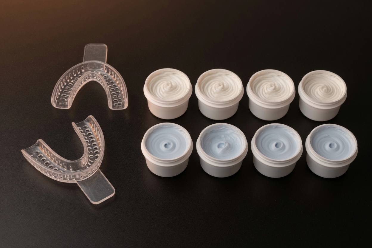 Two trays, four bases and four catalysts